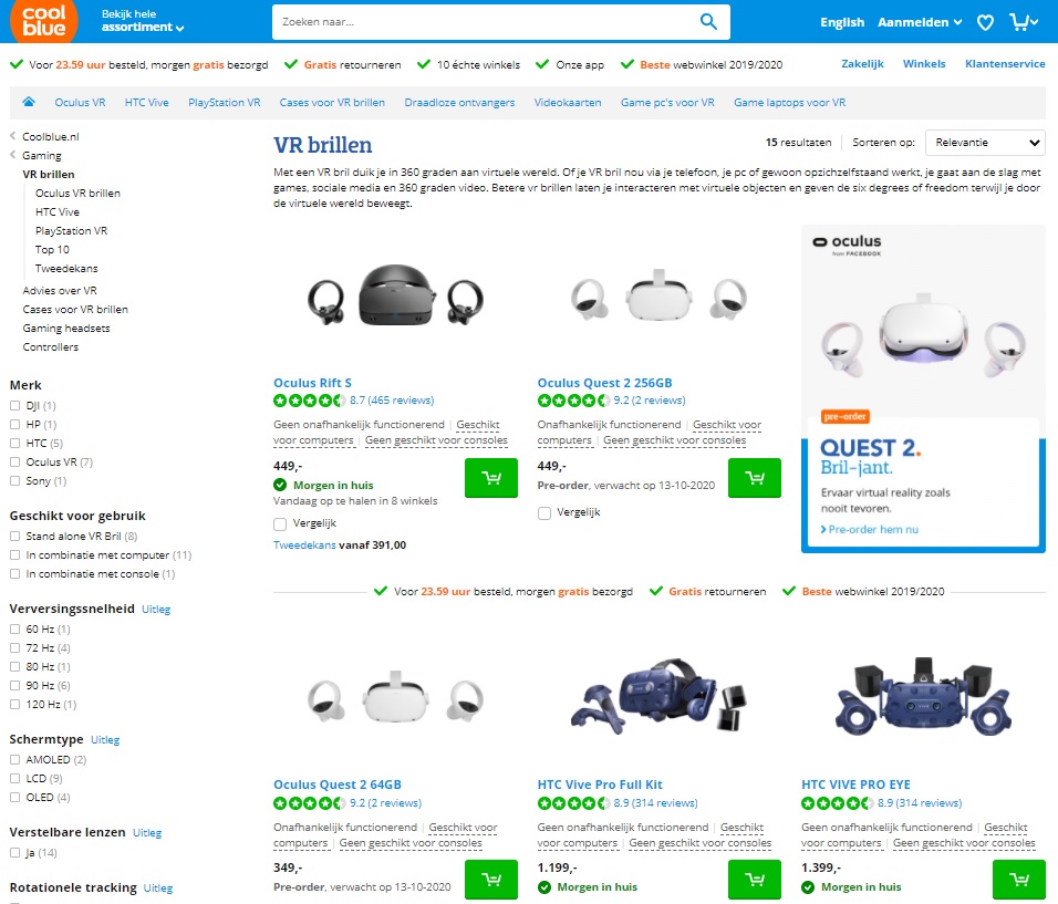 link naar vr-brillen winkel coolblue.com